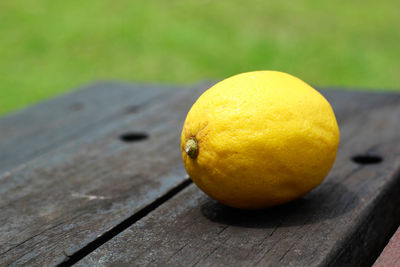 Close-up of lemon on table