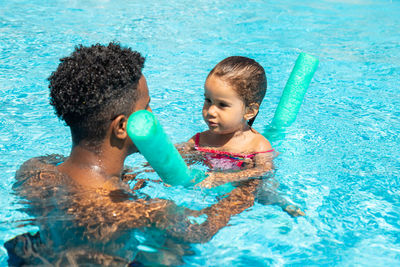 Boy swimming in pool