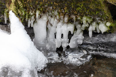 Panoramic shot of water flowing through rocks