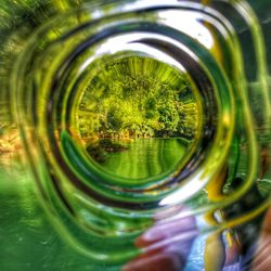 Directly above shot of glass bottles