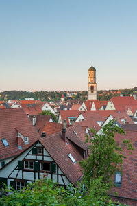 High angle view of townscape against sky