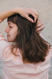 Close-up portrait of a beautiful young woman