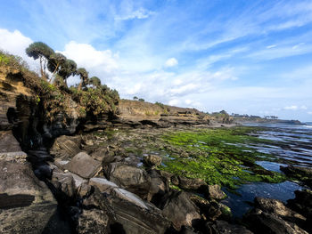 The amazing sea shore at uluwatu temple bali indonesia