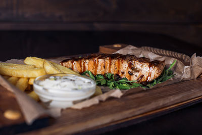 Close-up of food on table