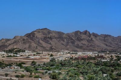 Hatta mountains against clear blue sky