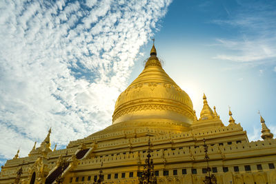 Low angle view of pagoda against sky