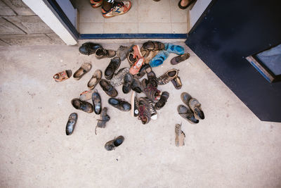 High angle view of shoes