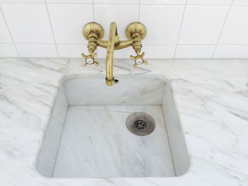 High angle view of bathroom sink