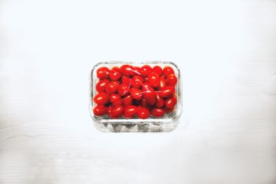 Close-up of strawberries against white background