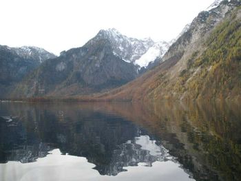 Scenic view of lake and mountains