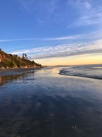 Scenic view of sea against sky at sunset