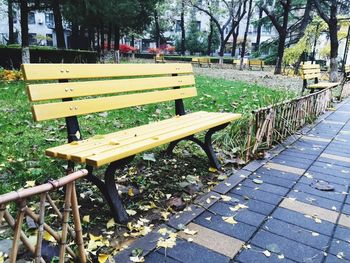 Empty bench in park