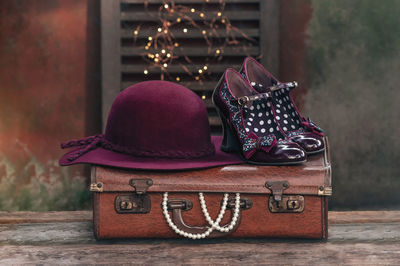 Close-up of text on table