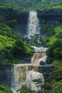 Scenic view of waterfall