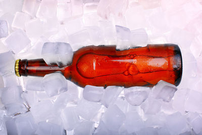 High angle view of ice cream cone on glass