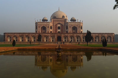 Reflection of building in lake