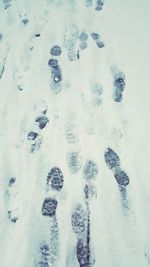 High angle view of snow on field