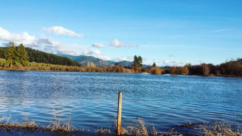 Scenic view of lake against sky