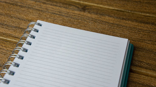 High angle view of pen on table