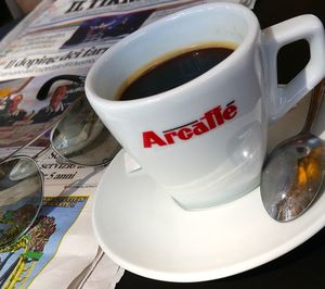 Close-up of coffee cup on table