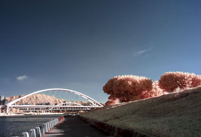 Bridge over river against sky