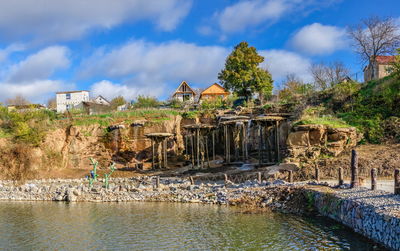 Uman, ukraine. fountain in the fantasy park nova sofiyivka, uman, ukraine, on a sunny autumn day