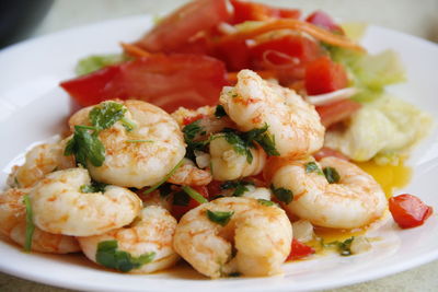 Close-up of prawns in plate