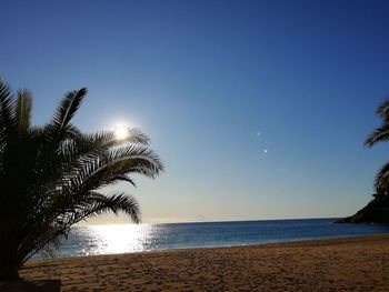 Scenic view of sea against clear sky