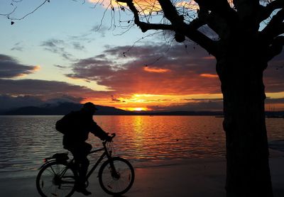 Scenic view of sea at sunset