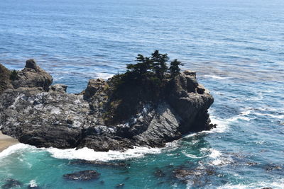 Rock formation in sea