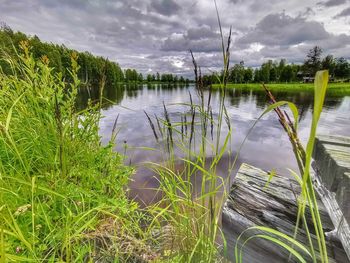Scenic view of lake against sky