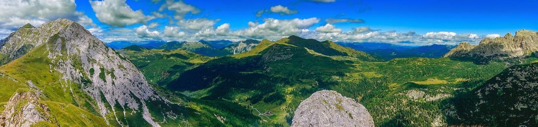 Panoramic view of mountains against sky