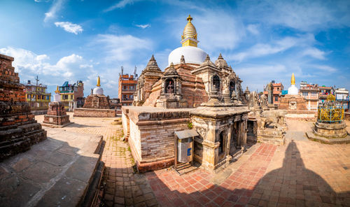 Panoramic view of temple building against sky