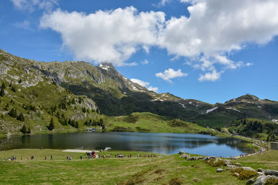 Scenic view of lake against sky