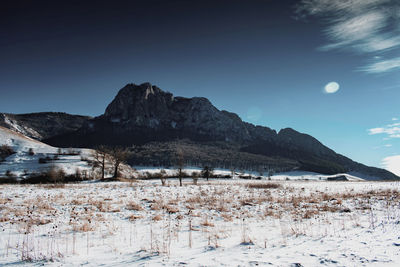 Clear winter sky mountain landscape panorama