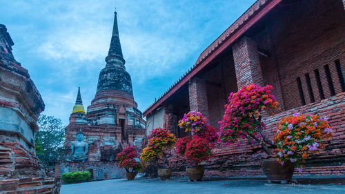 Low angle view of temple against sky