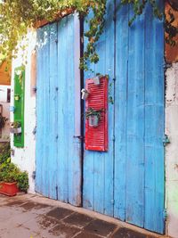 Closed door of building