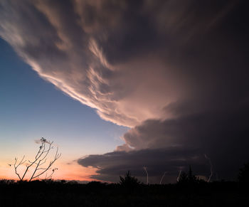 Scenic view of landscape against sky during sunset