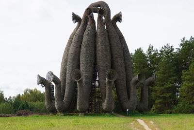 View of elephant on field against sky