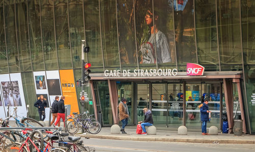 People in front of store