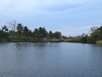 Scenic view of lake against sky