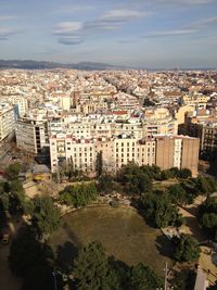 High angle view of cityscape against sky