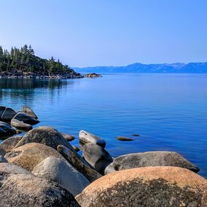 Scenic view of sea against clear sky