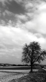 Scenic view of field against cloudy sky