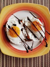 Directly above shot of breakfast served in plate