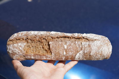 Close-up of hand holding bread