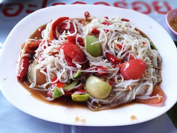 Close-up of food served in plate