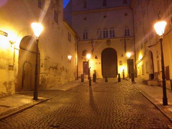 Illuminated street light at night