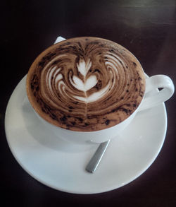 High angle view of coffee on table