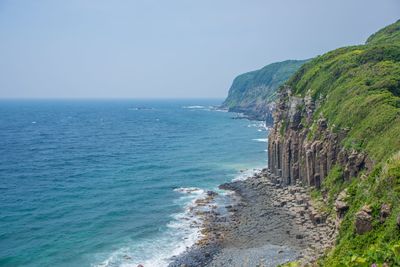 Scenic view of sea against clear sky